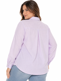 PLUS SIZE LONG SLEEVE BUTTON UP STRIPES SHIRT