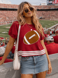 WOMEN'S SHORT SLEEVE COLORBLOCK GAME DAY GRAPHIC TOP