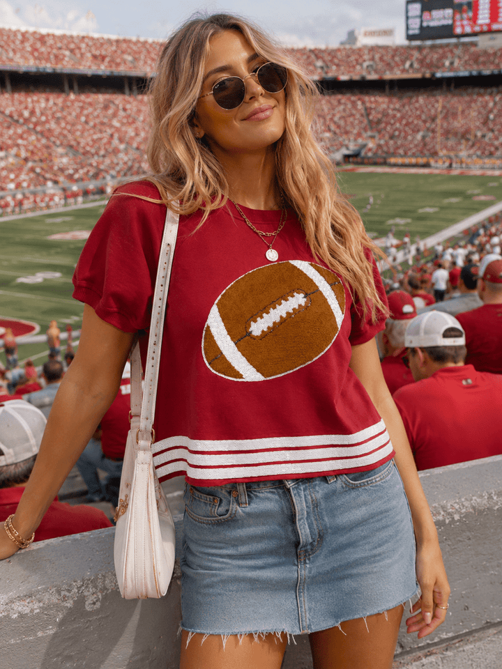 WOMEN'S SHORT SLEEVE COLORBLOCK GAME DAY GRAPHIC TOP