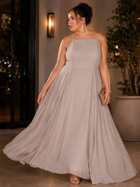 PLUS SIZE SLEEVELESS OPEN BACK GOWN MAXI DRESS