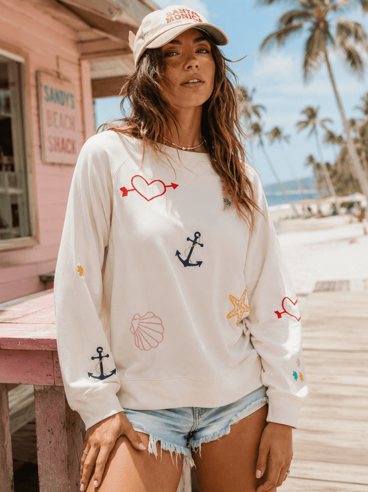 WOMEN'S LONG SLEEVE GRAPHIC EMBROIDERY PULLOVER SWEATER