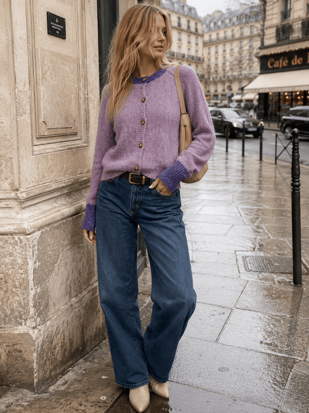 WOMEN'S LONG SLEEVE BUTTON UP KNIT SWEATER