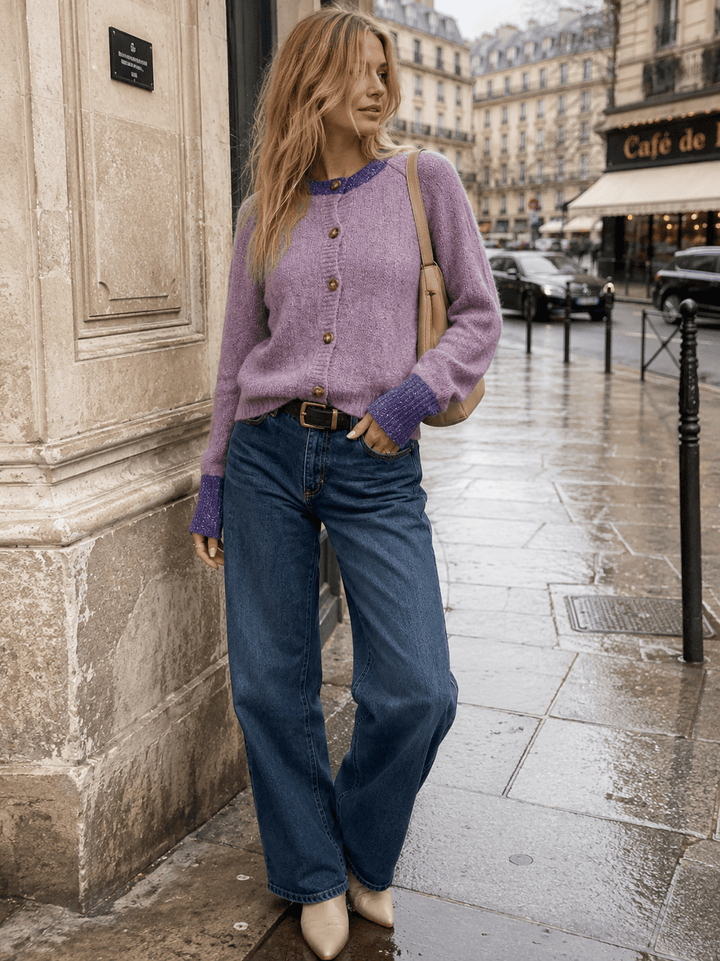 WOMEN'S LONG SLEEVE BUTTON UP KNIT SWEATER
