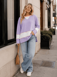 WOMEN'S LONG SLEEVE HIGH-LOW COLORBLOCK TOP