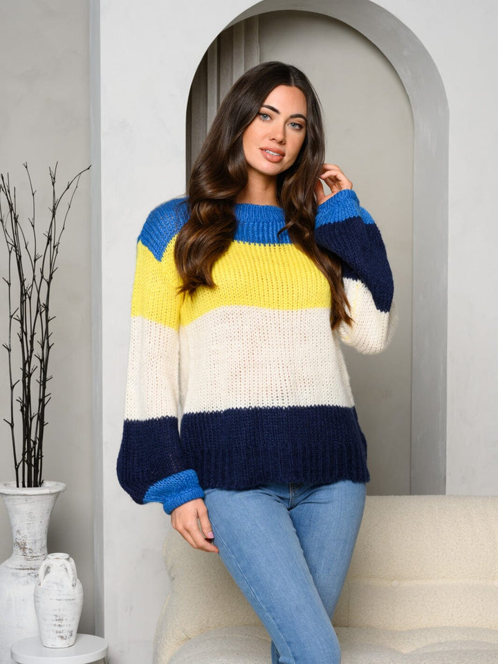 WOMEN'S LONG SLEEVE COLORBLOCK SWEATER