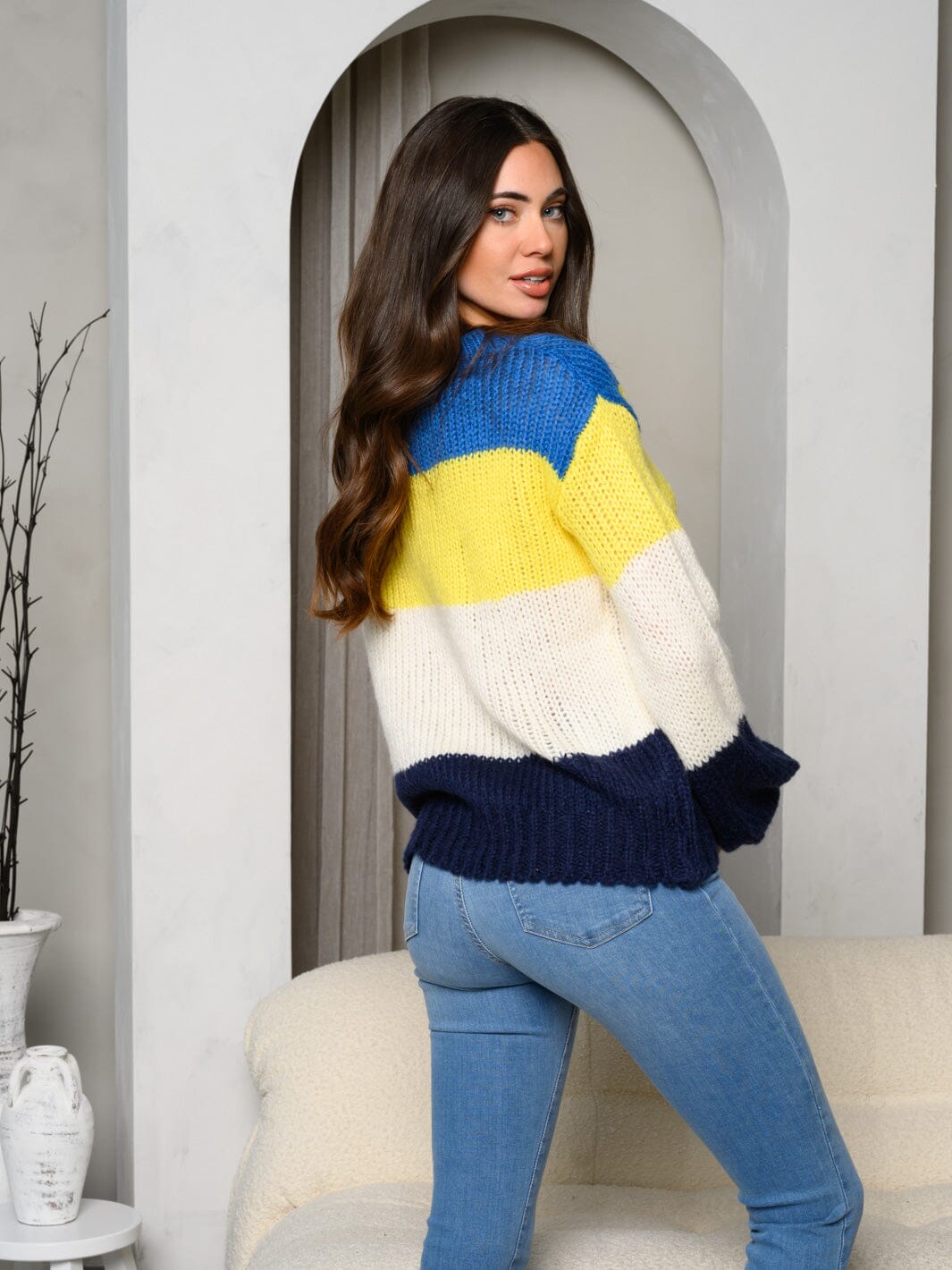 WOMEN'S LONG SLEEVE COLORBLOCK SWEATER