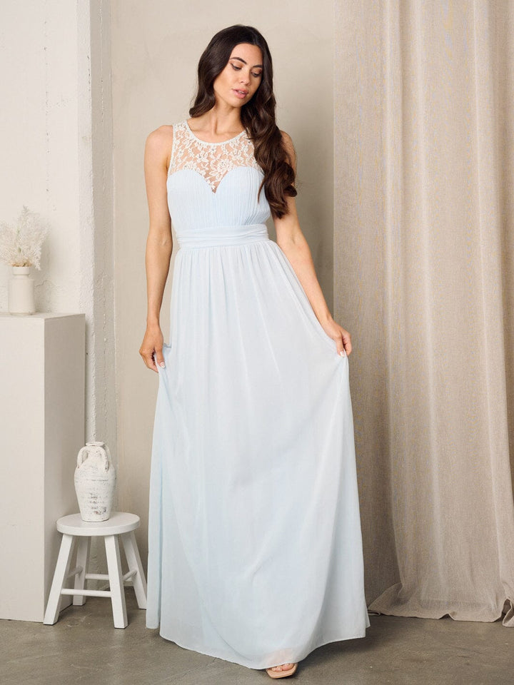 WOMEN'S SLEEVELESS LACE DETAILED MAXI GOWN DRESS