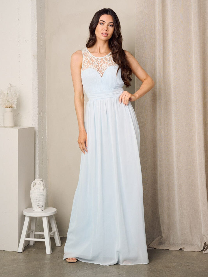 WOMEN'S SLEEVELESS LACE DETAILED MAXI GOWN DRESS