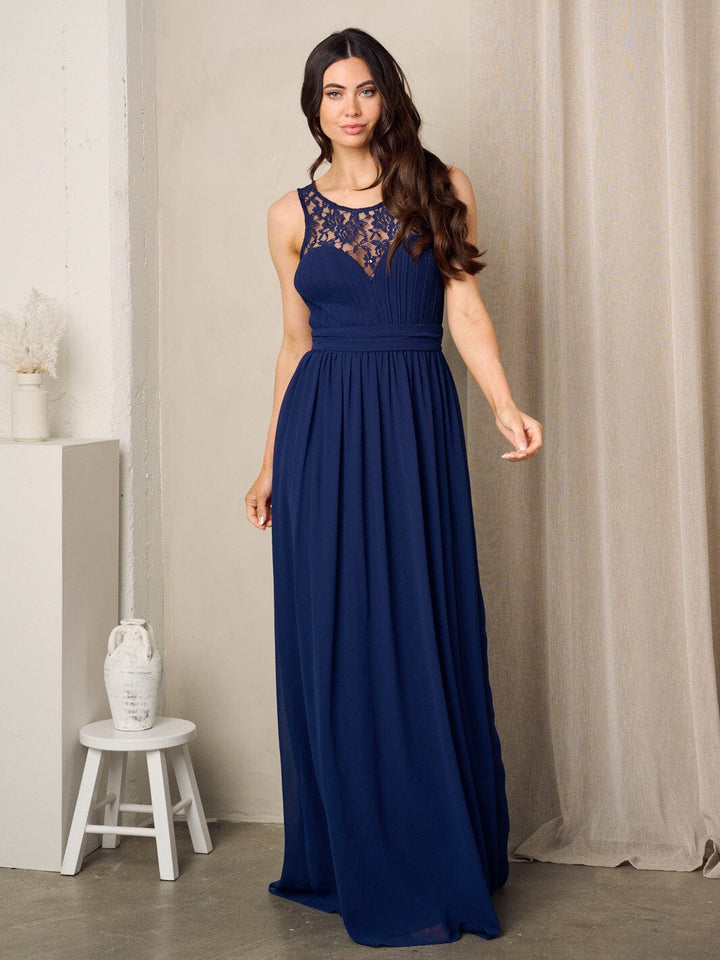 WOMEN'S SLEEVELESS LACE DETAILED MAXI GOWN DRESS