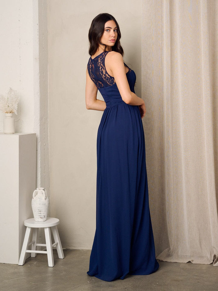 WOMEN'S SLEEVELESS LACE DETAILED MAXI GOWN DRESS