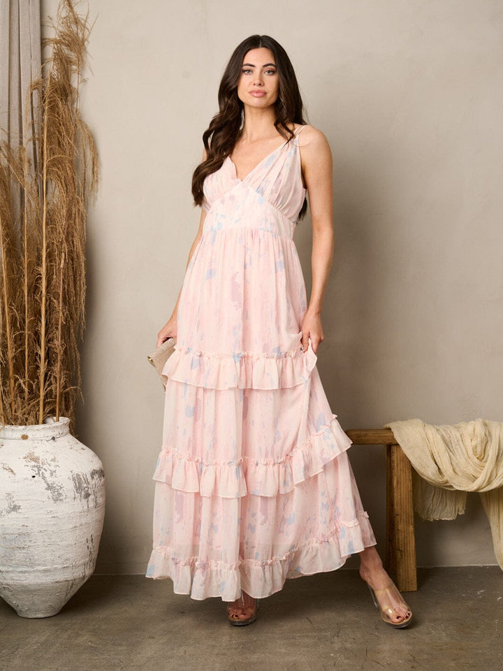 Copy of WOMEN'S SLEEVELESS V-NECK SMOCK FLORAL MAXI DRESS