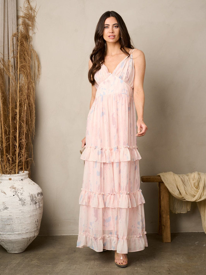 Copy of WOMEN'S SLEEVELESS V-NECK SMOCK FLORAL MAXI DRESS