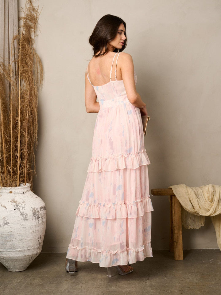 Copy of WOMEN'S SLEEVELESS V-NECK SMOCK FLORAL MAXI DRESS