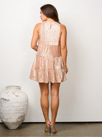 WOMEN'S SLEEVELESS TIERED SEQUINS MINI DRESS