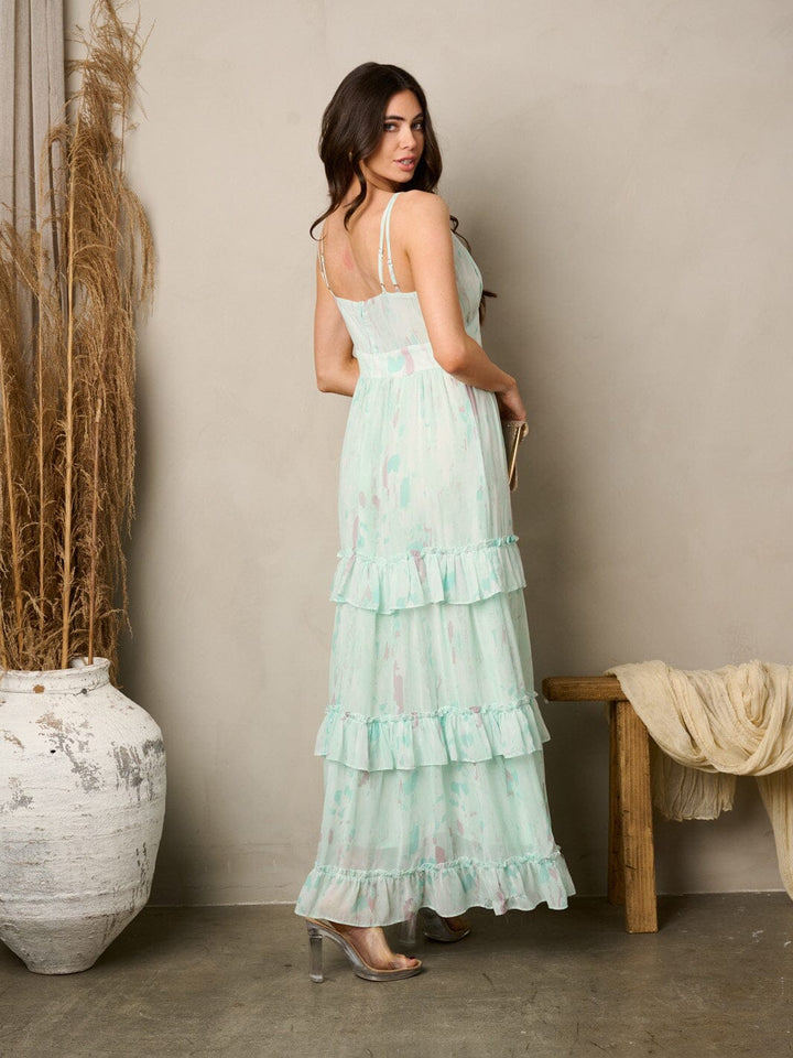 Copy of WOMEN'S SLEEVELESS V-NECK SMOCK FLORAL MAXI DRESS