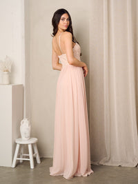 WOMEN'S SLEEVELESS LACE V-NECK MAXI GOWN DRESS