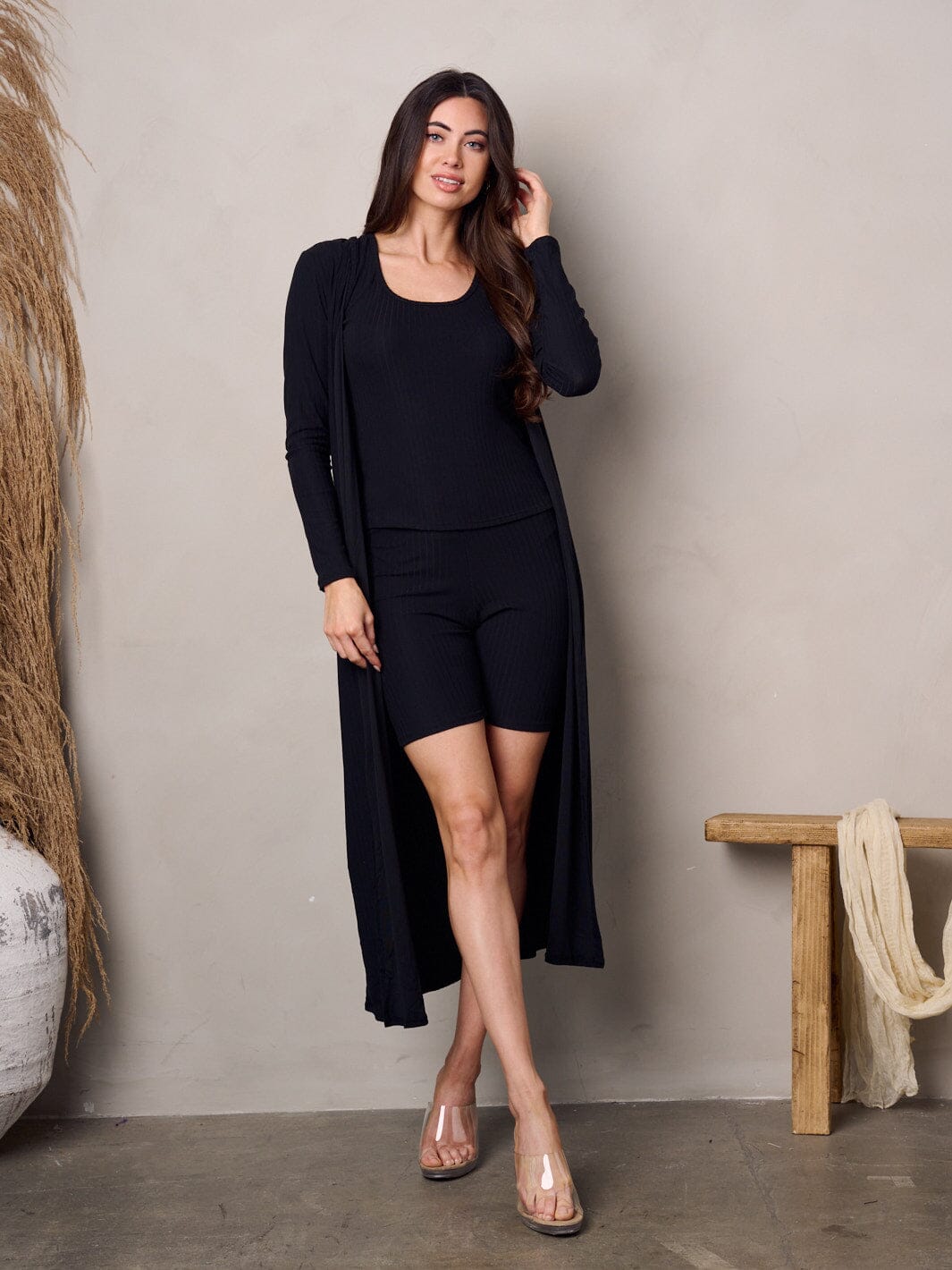 WOMEN'S TANK TOP WITH CARDIGAN & SHORTS 3PC. SET