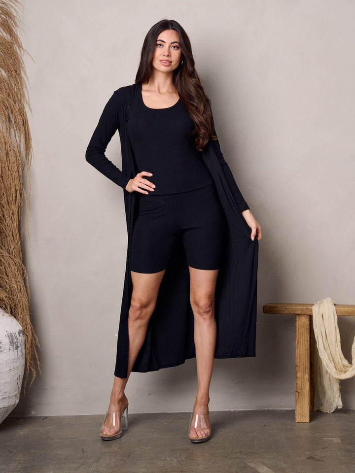 WOMEN'S TANK TOP WITH CARDIGAN & SHORTS 3PC. SET