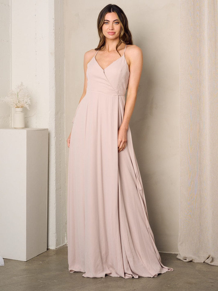 WOMEN'S SLEEVELESS SURPLICE SELF TIE MAXI DRESS