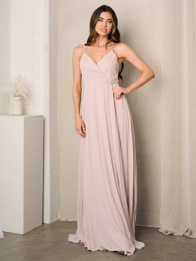 WOMEN'S SLEEVELESS SURPLICE SELF TIE MAXI DRESS