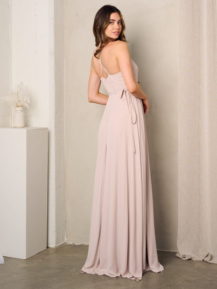 WOMEN'S SLEEVELESS SURPLICE SELF TIE MAXI DRESS