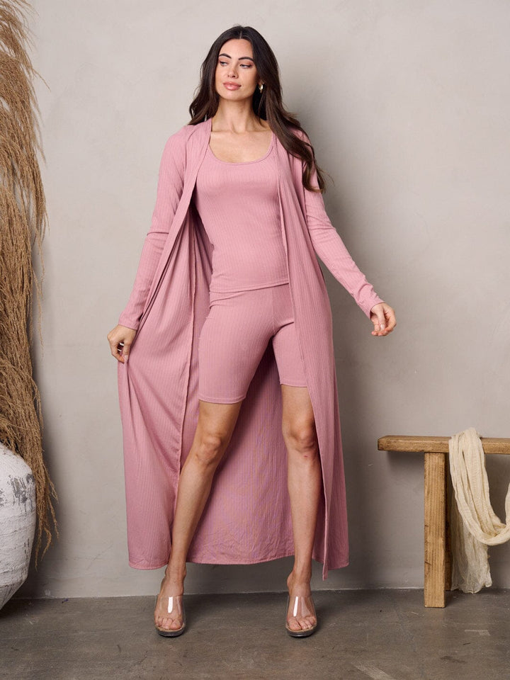 WOMEN'S TANK TOP WITH CARDIGAN & SHORTS 3PC. SET