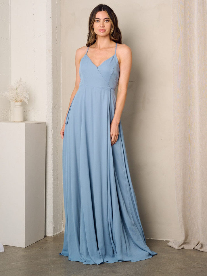 WOMEN'S SLEEVELESS SURPLICE SELF TIE MAXI DRESS