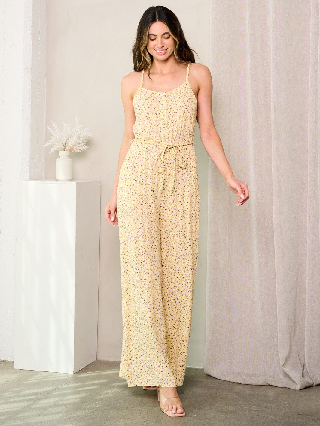 WOMEN'S SLEEVELESS POCKETS FLORAL JUMPSUIT