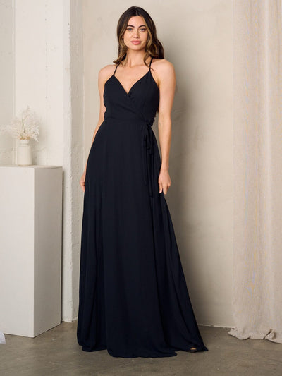 WOMEN'S SLEEVELESS SURPLICE SELF TIE MAXI DRESS