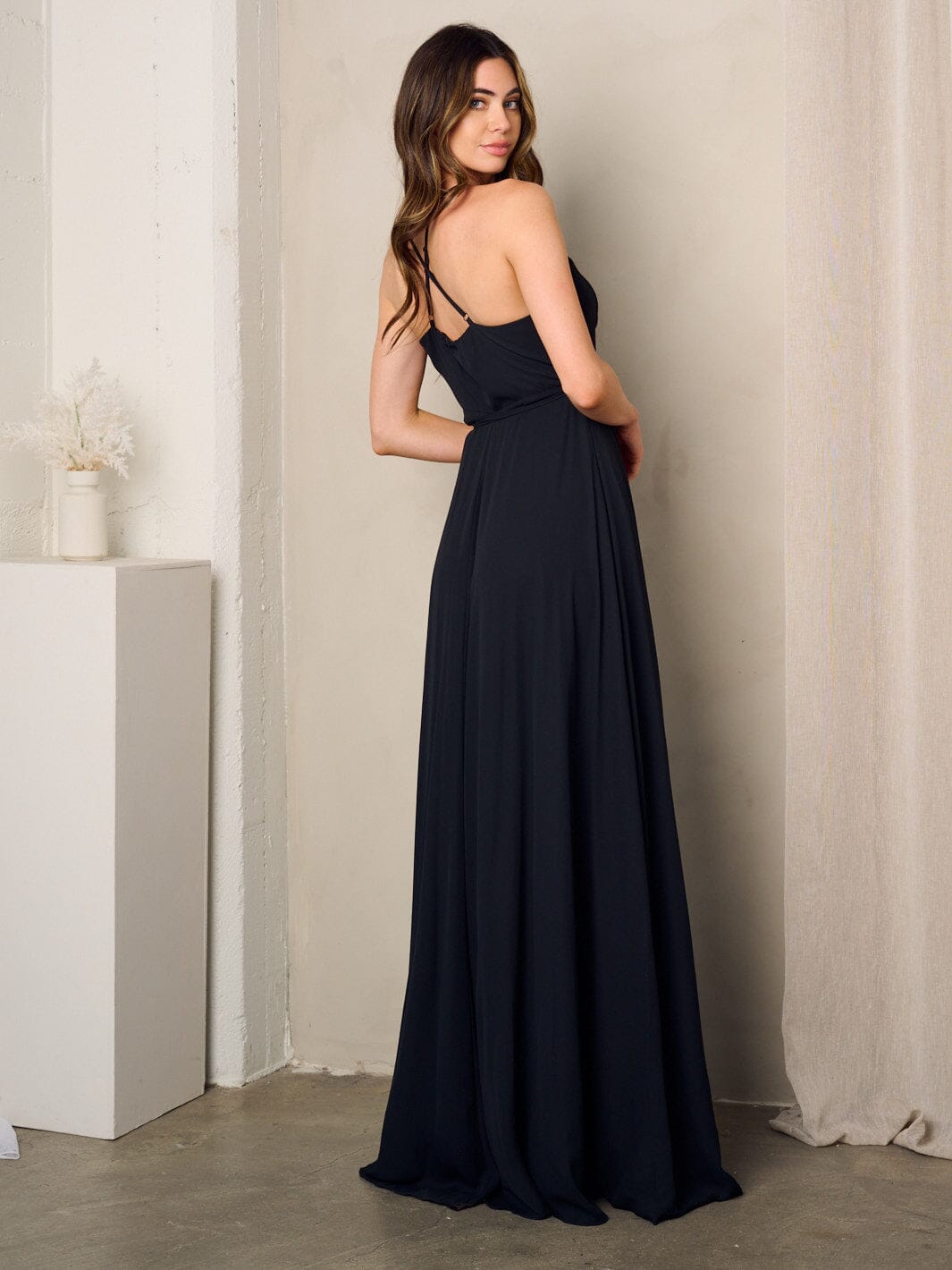 WOMEN'S SLEEVELESS SURPLICE SELF TIE MAXI DRESS