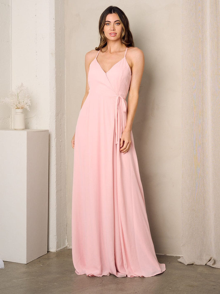 WOMEN'S SLEEVELESS SURPLICE SELF TIE MAXI DRESS