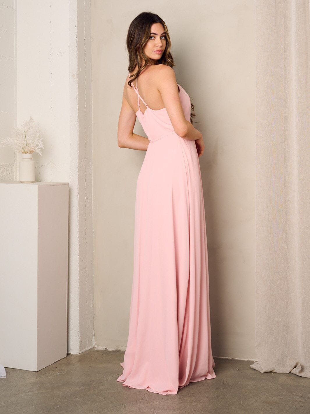 WOMEN'S SLEEVELESS SURPLICE SELF TIE MAXI DRESS