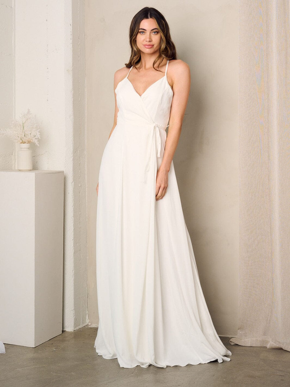 WOMEN'S SLEEVELESS SURPLICE SELF TIE MAXI DRESS