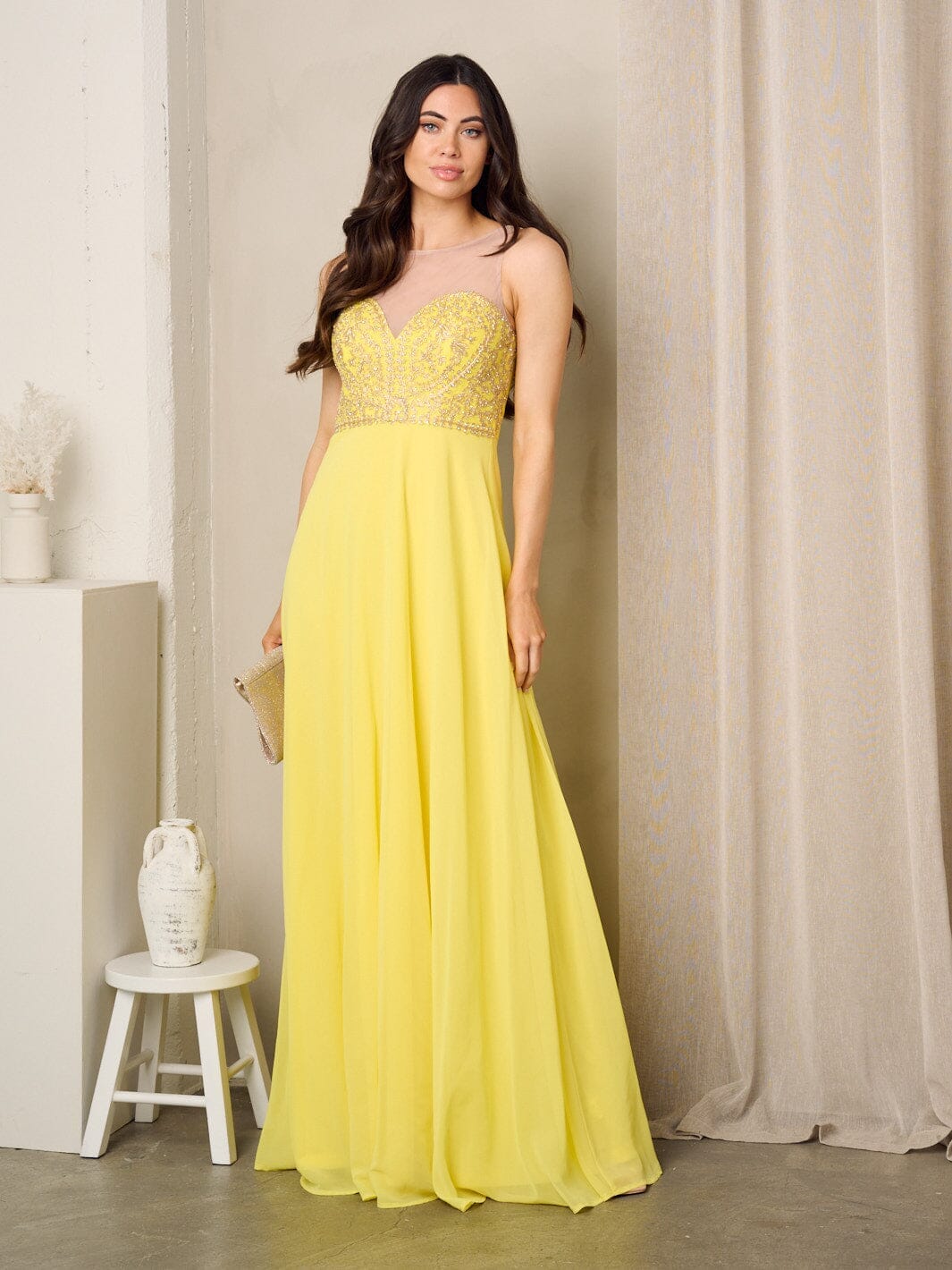WOMEN'S SLEEVELESS LACE EMBROIDERY MAXI GOWN DRESS