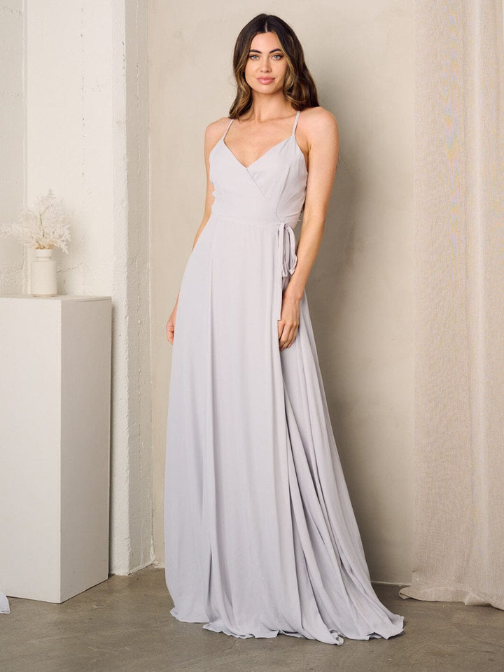 WOMEN'S SLEEVELESS SURPLICE SELF TIE MAXI DRESS