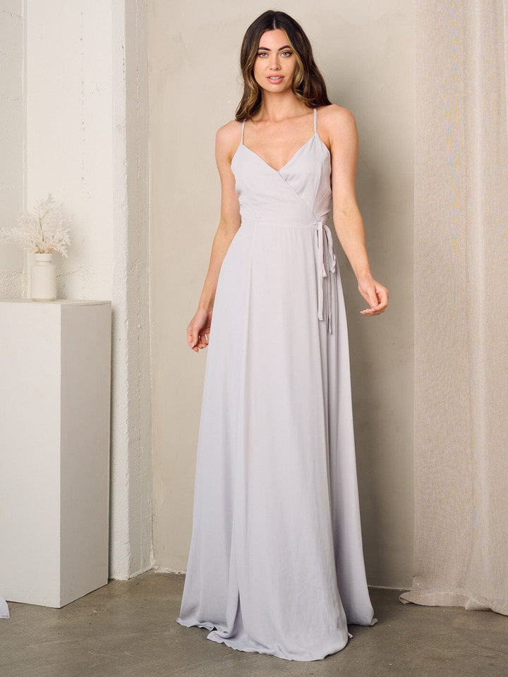WOMEN'S SLEEVELESS SURPLICE SELF TIE MAXI DRESS