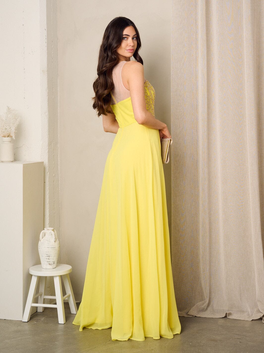 WOMEN'S SLEEVELESS LACE EMBROIDERY MAXI GOWN DRESS