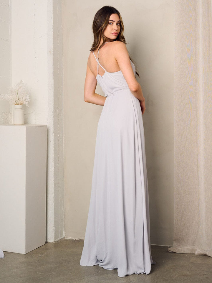 WOMEN'S SLEEVELESS SURPLICE SELF TIE MAXI DRESS