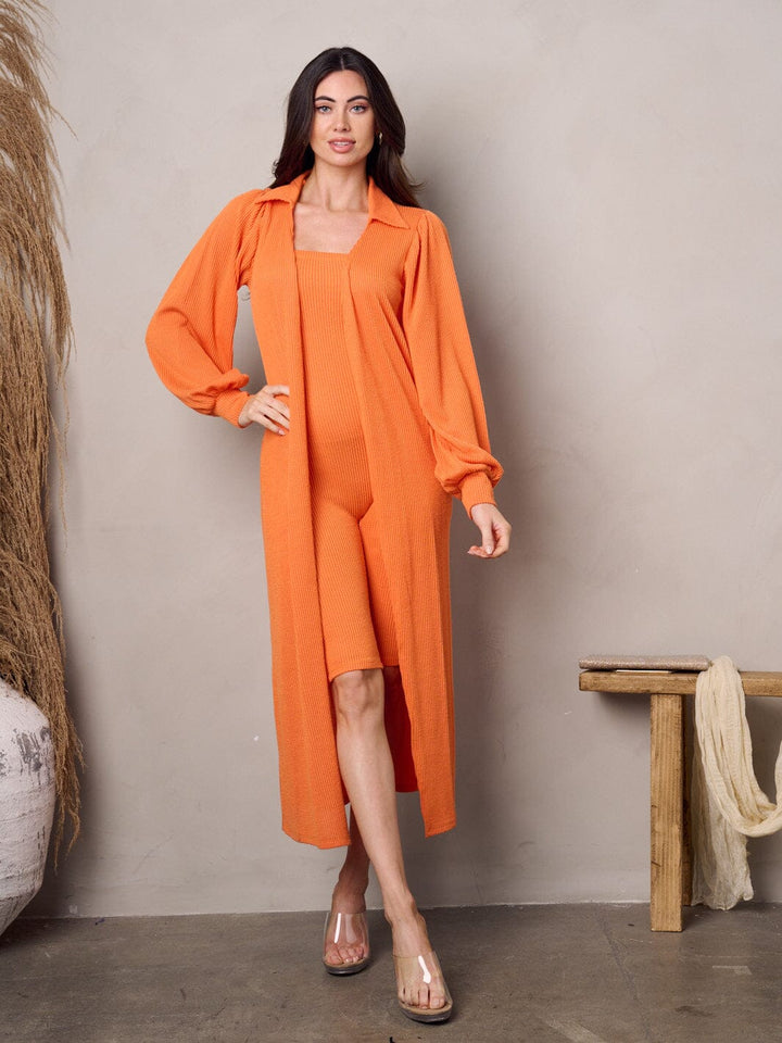 WOMEN'S SLEEVELESS ROMPER & LONG SLEEVE CARDIGAN SET