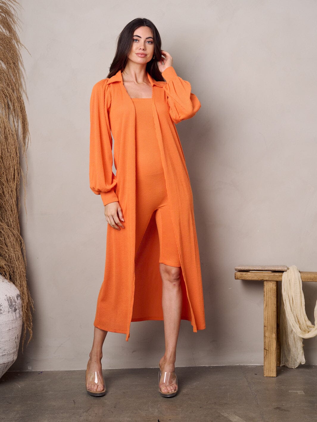 WOMEN'S SLEEVELESS ROMPER & LONG SLEEVE CARDIGAN SET