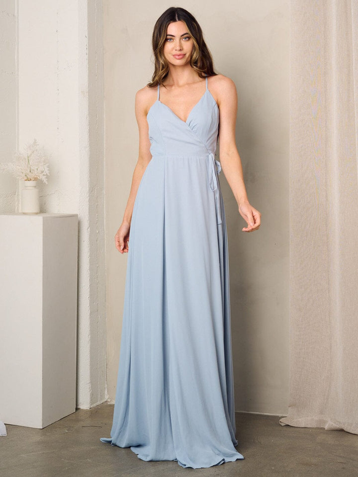 WOMEN'S SLEEVELESS SURPLICE SELF TIE MAXI DRESS