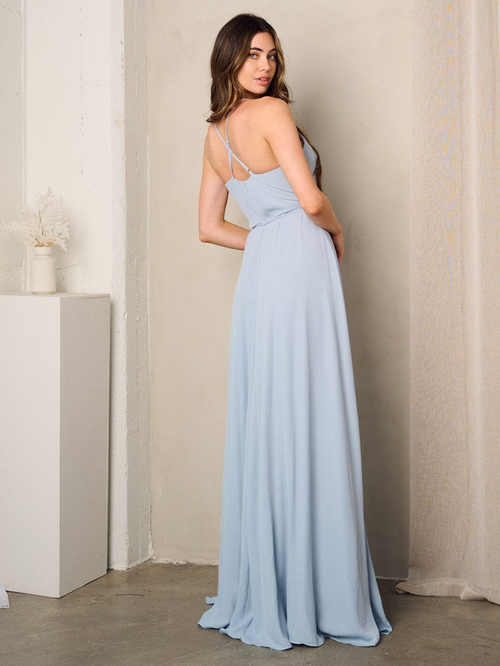 WOMEN'S SLEEVELESS SURPLICE SELF TIE MAXI DRESS