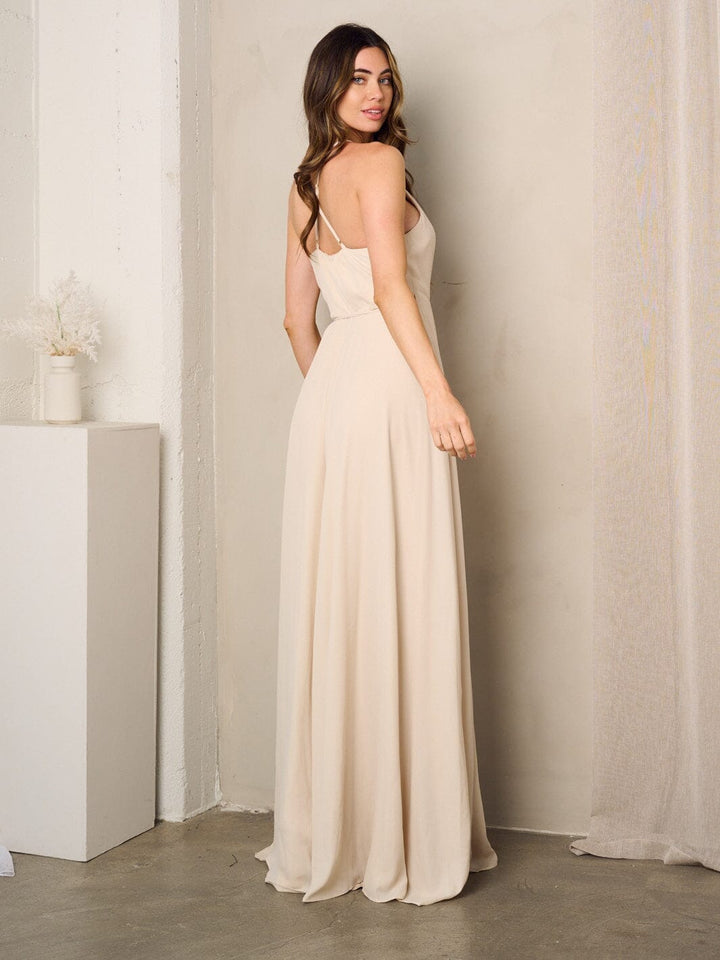 WOMEN'S SLEEVELESS SURPLICE SELF TIE MAXI DRESS