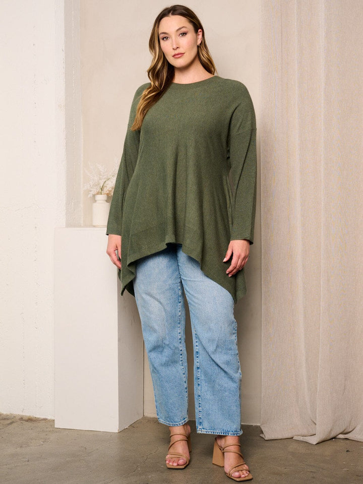 PLUS SIZE LONG SLEEVES HI-LOW TUNIC TOP