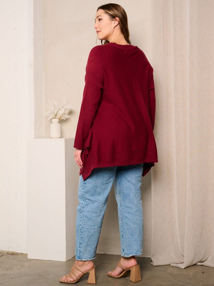 PLUS SIZE LONG SLEEVES HI-LOW TUNIC TOP