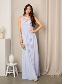 WOMEN'S SLEEVELESS FRONT SLIT DETAILED MAXI GOWN DRESS