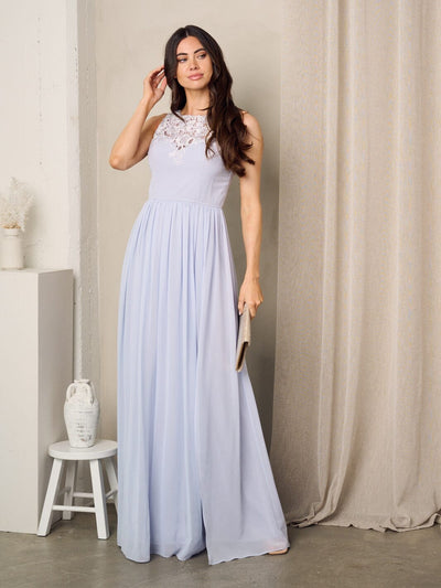 WOMEN'S SLEEVELESS FRONT SLIT DETAILED MAXI GOWN DRESS