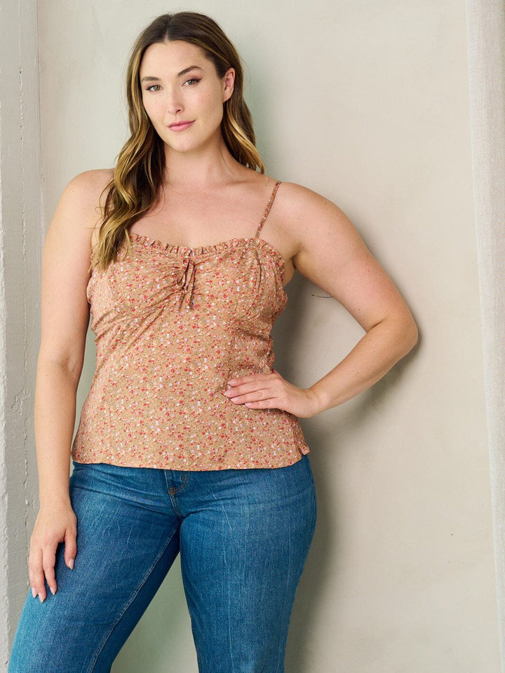 PLUS SIZE SLEEVELESS FLORAL TANK TOP