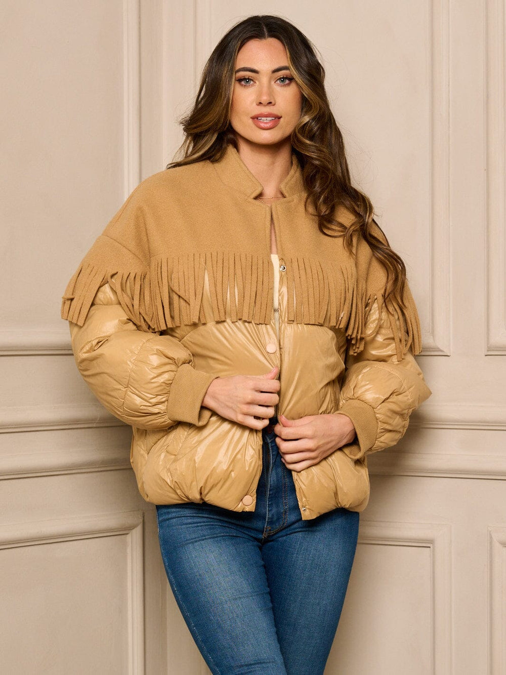 WOMEN'S LONG SLEEVE BUTTON UP PUFFER JACKET
