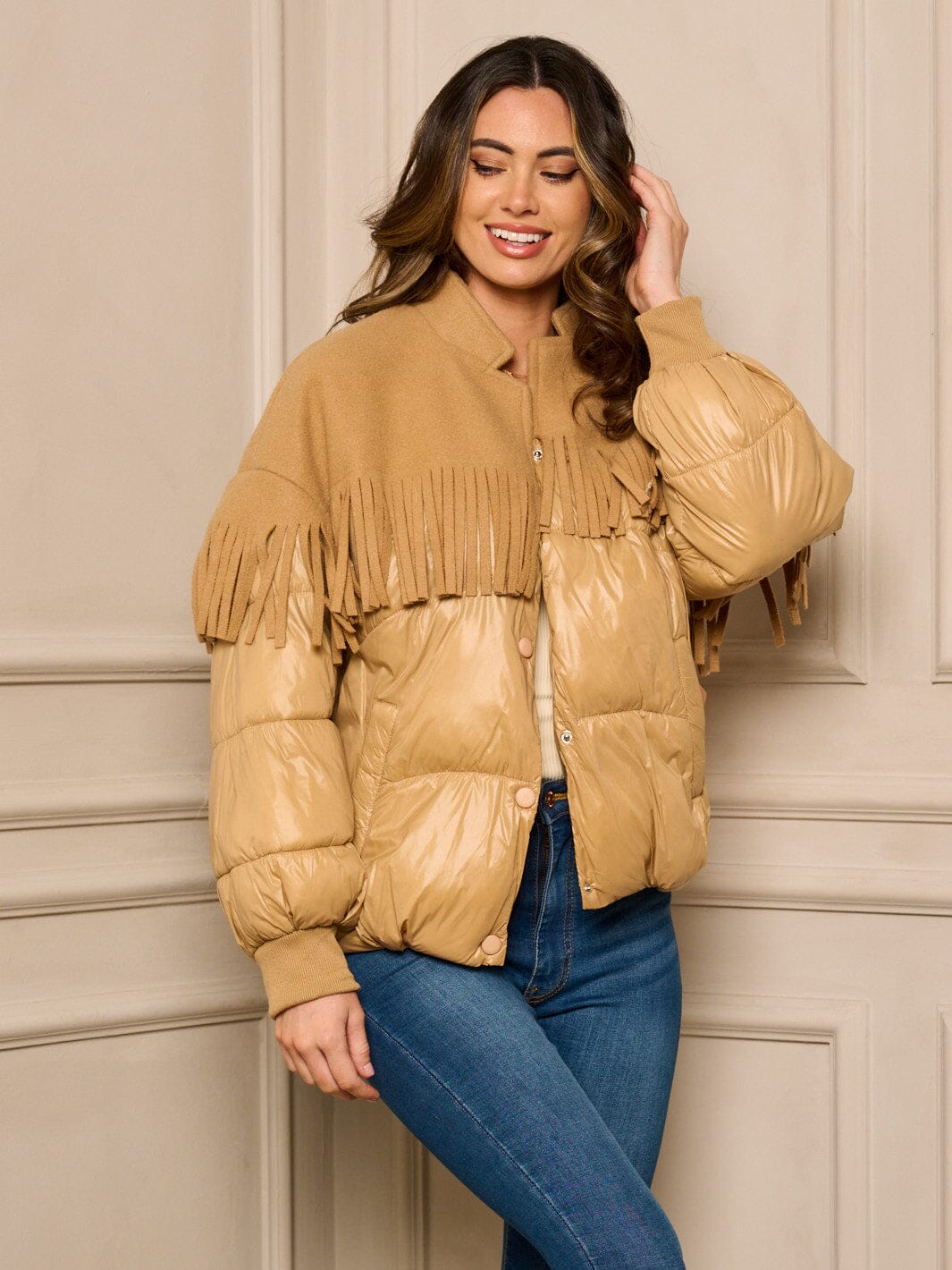 WOMEN'S LONG SLEEVE BUTTON UP PUFFER JACKET